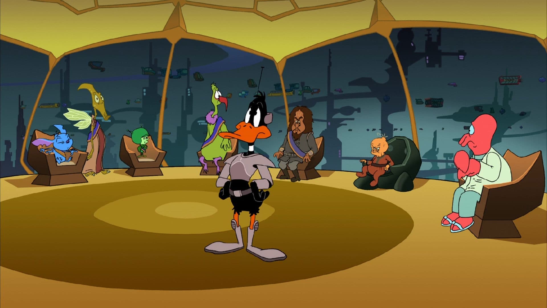 Backdrop for Duck Dodgers in Attack of the Drones